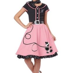 Girls Clothing Halloween Costume - Fifties Poodle Skirt - Girls Small 6-8