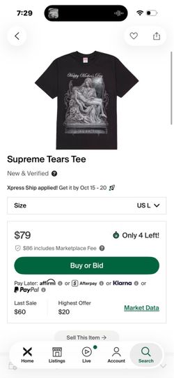 Supreme Tears Tee Black large