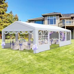 Canopy Party Tent, 20'X30' Patio Party Tent with Rollable Sides and 4 Sandbags, Heavy Duty Steel Frame Carport Gazebo Event Tent Perfect for Wedding, 