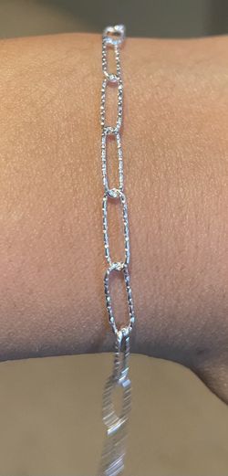 7.5” 925 Silver Paperclip Bracelet
