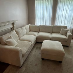 Beige Corduroy Sectional (NEW)!