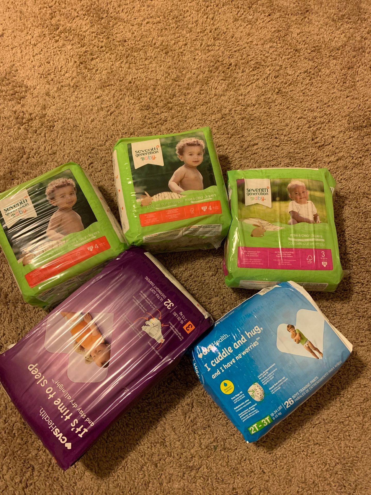 Various size diapers