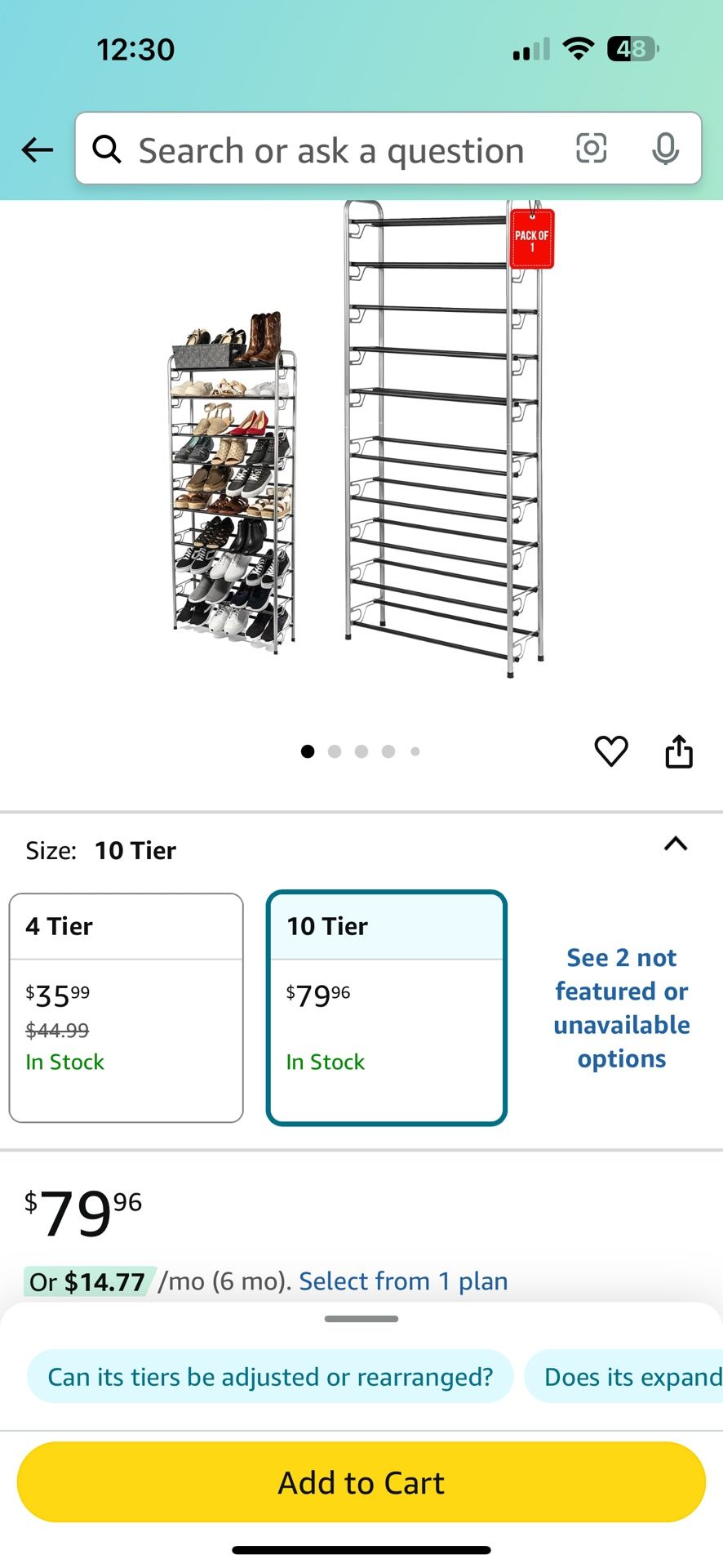 Expandable Shoe Rack, 10 Tier Adjustable Shoe Shelf Storage Organizer,