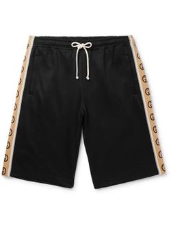 Gucci Black Jersey Shorts with GG Side Tape Size M