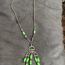 Green Art Deco Beaded Necklace.