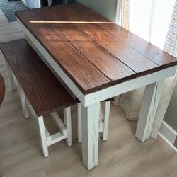 Wood Table And Benches
