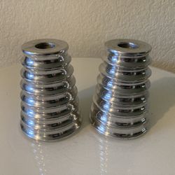 Modern Silver  Candle Holders Heavy Metal