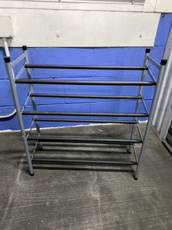 4-Tier Adjustable & Expandable Black and Gray Shoe Rack $40 Retail
