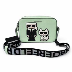 Karl Lagerfeld Paris Karl & Choupette Mint Green Crossbody Bag w/ Logo Strap