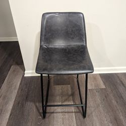 Dark Grey Faux Leather Bar Height Stool