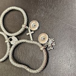 Set Of 3 Cherm Bracelets  Silver Color