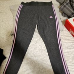 Women's Pink And Gray Adidas Leggings 