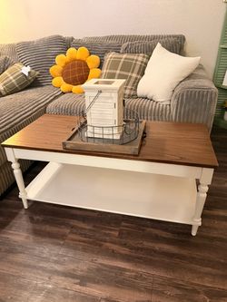 Farmhouse Coffee Table with Lower Shelf