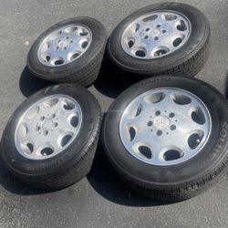 4 X 195/65r15 5x112 5x4.41 Mercedes Stock Audi Vw Wheels Rims With Good Tires !!