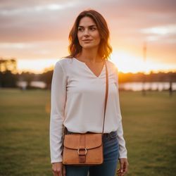 Fossil Brown, Leather Crossbody Bag Purse