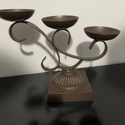 Brown Metal Candle Holder - $5