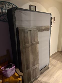 Full size Mattress with box spring, rails and headboard