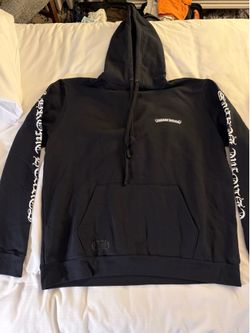 Black/White Scroll Logo Print Hoodie - Brand New (XL)