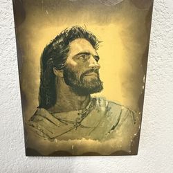 The Christ Vintage Print Richard Hook 1962 Jesus Rustic Wood Plaque Sealed