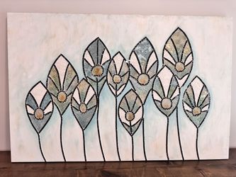 Art - Large Wall Art Decor - Boho Chic - Mosaic - Textured