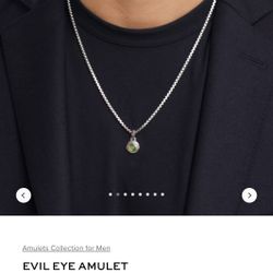 David Yurman Evil Eye Amulet Necklace w/ Box Chain – Sterling Silver & 18K Gold – NEW $900