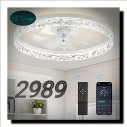 🌟 20” Modern LED Ceiling Fan w/ Light & Remote – Dimmable, 6 Speeds, White 🌟