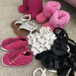Baby girl infant shoes bundle boots sandals 6 pairs size 6-9 month $30