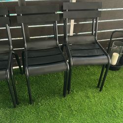 Outdoor Metal Chairs - Oneridge Powder Coated Steel Outdoor Stacking Dining Side Chair (Set of 4)