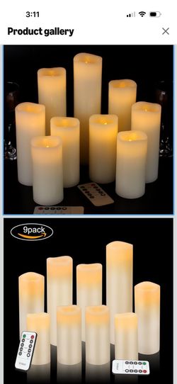 Flameless Candles Battery Operated Candles Real Wax Pillar LED Candles with 10-Key Remote and Cycling 24 Hours Timer (Ivory 4" 5" 6" 7" 8" 9")