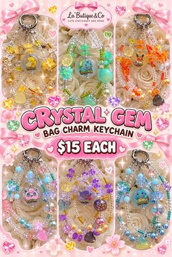 Pokemon Crystal Gem Bag Charm Keychain