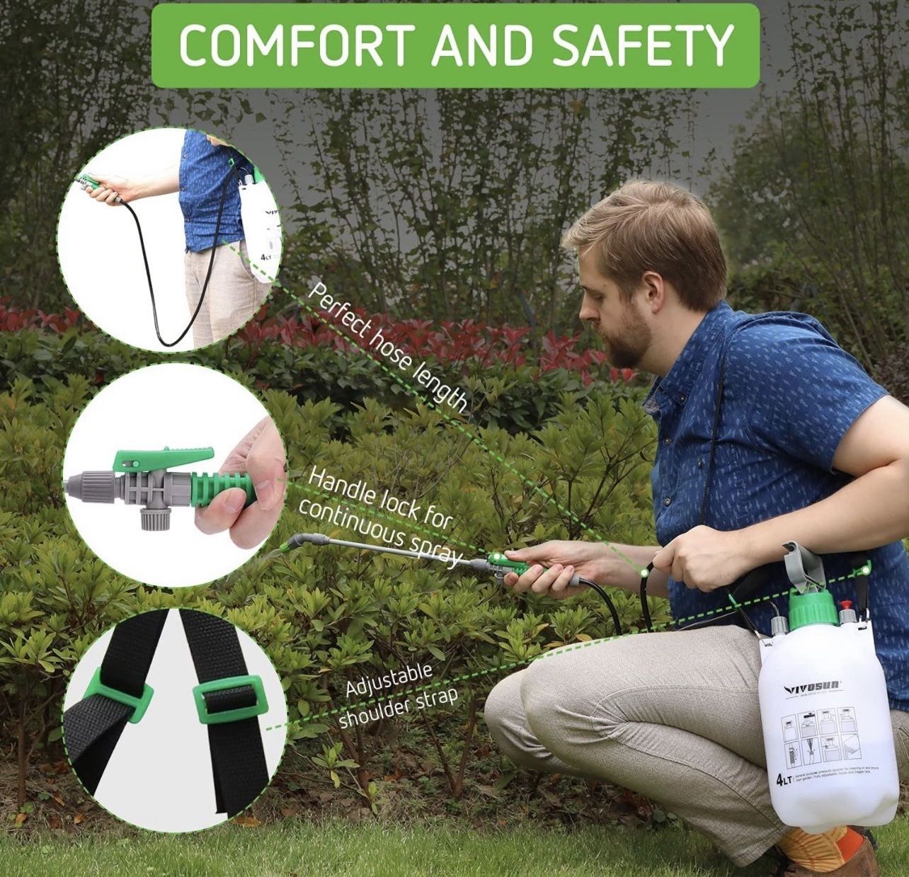 New In Box VIVOSUN 1 Gallon Pump Pressure Sprayer, 4L Pressurized Lawn & Garden Water Spray