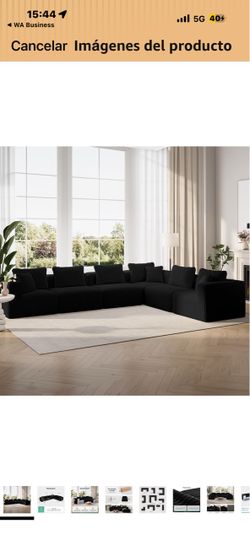 Brand New Novilla 6-Seat Modular Sectional Sofa - Black Corduroy