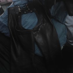 Real leather chaps & vest