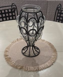 Z - Gallerie Vintage Mid-Century Brutalist Hand-Blown Caged Bubble Glass Vase