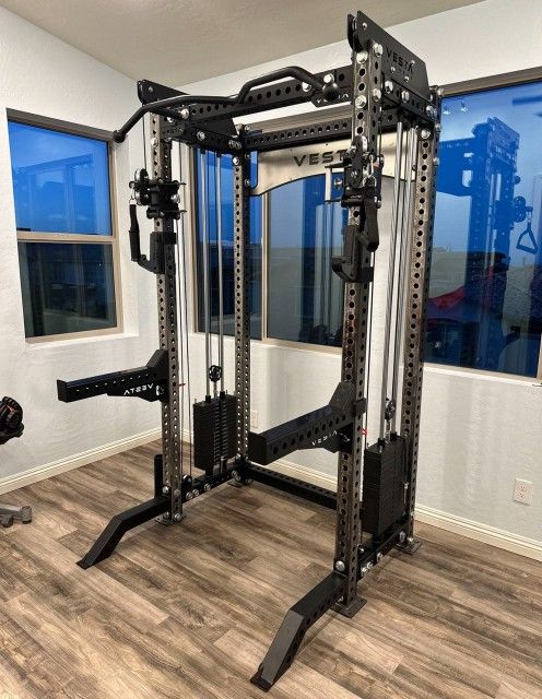 NEW PREMIUM QUALITY Squat Rack Functional Trainer Cable Cross Over Home ...