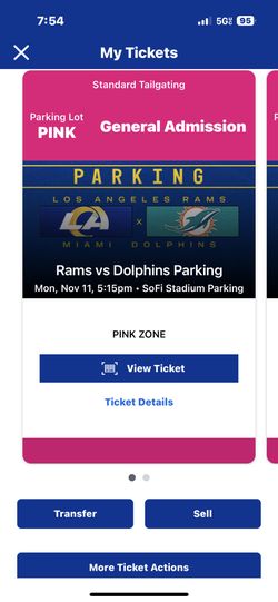 Dolphins 1 pink zone tailgate pass