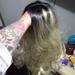 Blonde Synthetic Wig With Dark Roots