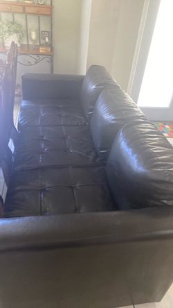 Black leather sofa