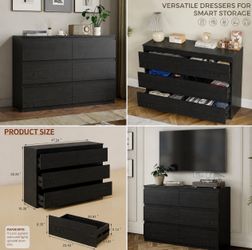Two (2) 6 Drawer Black Wood Dresser. Brand new in Box