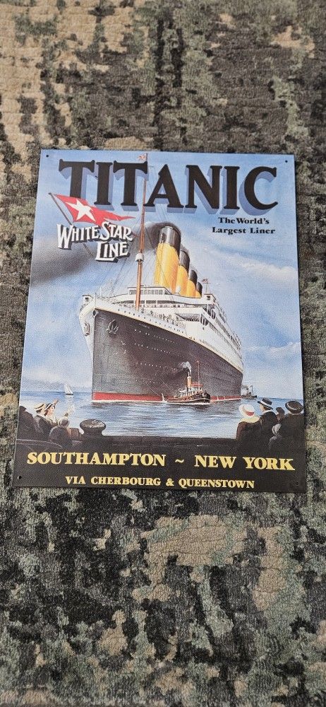 Titanic Whitestar Line metal sign vintage (12 3/8" x 16")