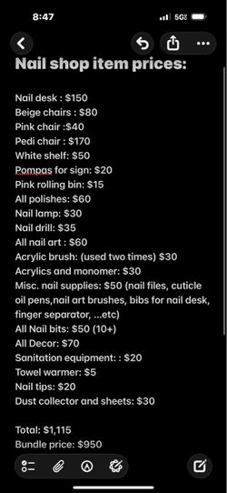 Nail Shop Equipment Bundle for Sale