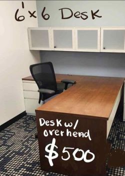 L-SHAPED OFFICE DESK WOTH OVERHEAD
