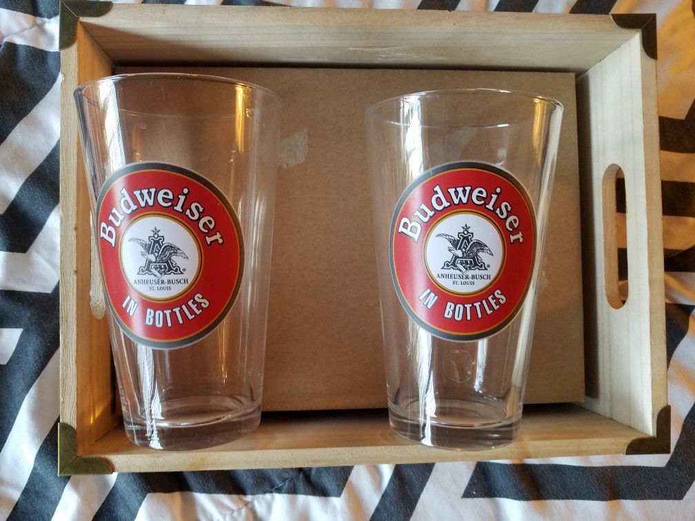 Budweiser glasses in collector's box