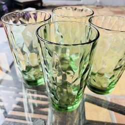 Set of 6 Green Textured Italian Glass Tumblers – Stylish & Durable