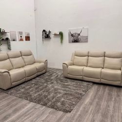 Leather Recliner Couch Set  - Free Delivery 