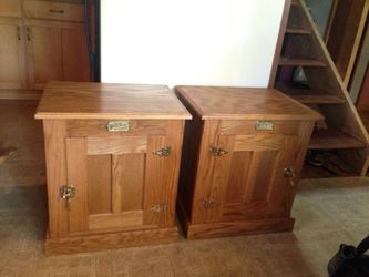 Two Matching Vintage White clad Nightstands