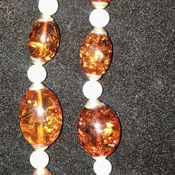 Amber And Silver Chunky Necklace