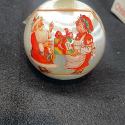 Vintage Satin Mr & Mrs Santa Clause Ornament