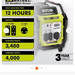 ryobi generator 4000 watts New