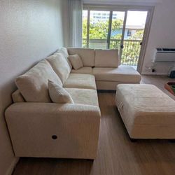 New Sectional Couch with USB and Storage Ottoman! 